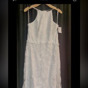 David's Bridal Ivory Floral Maxi Dress